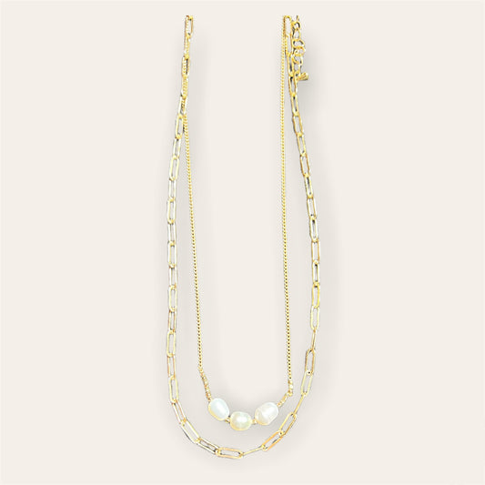 Double Pearl Loop Necklace