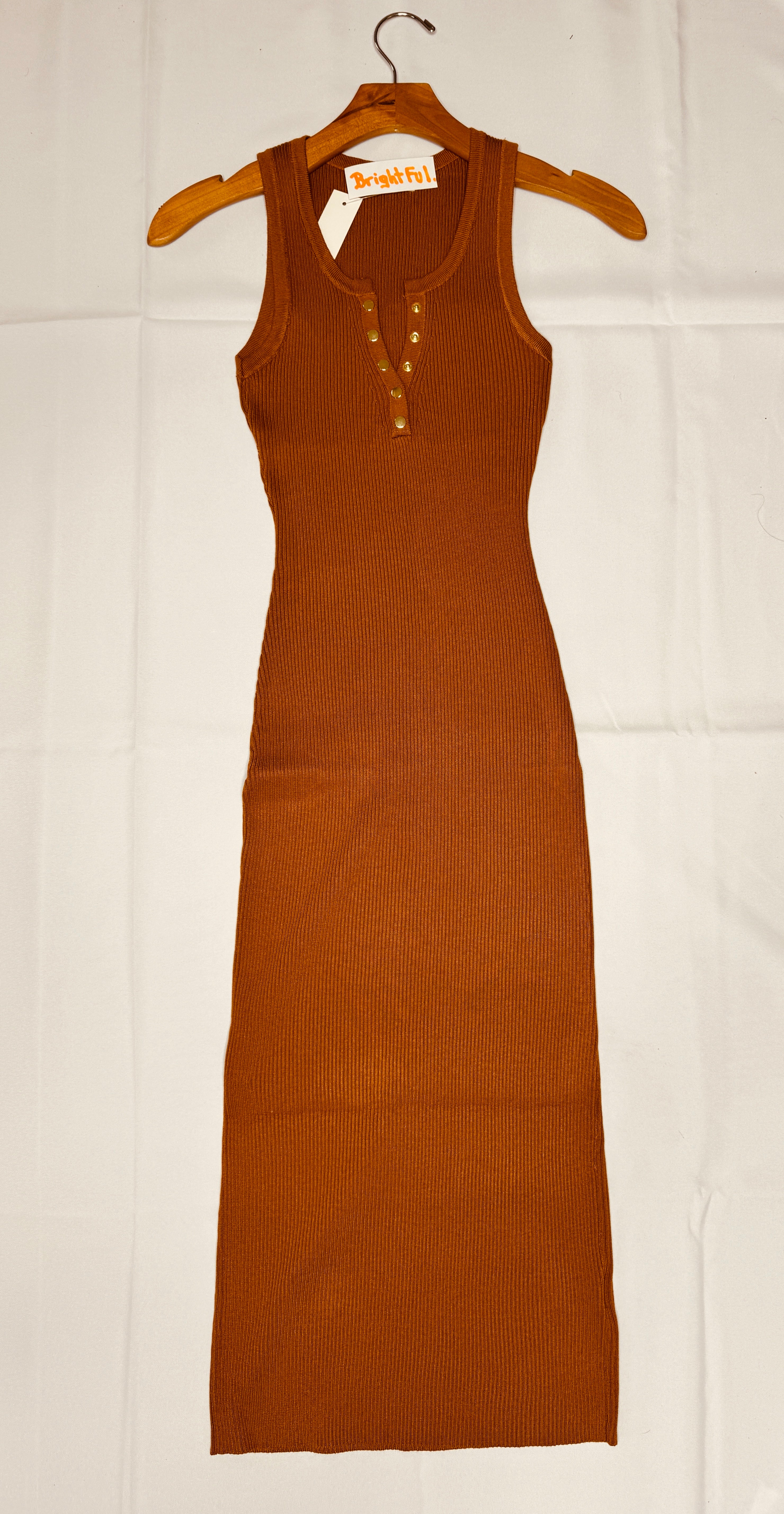 Essential Ribbed Henley Tank Dress Brightful Fashion