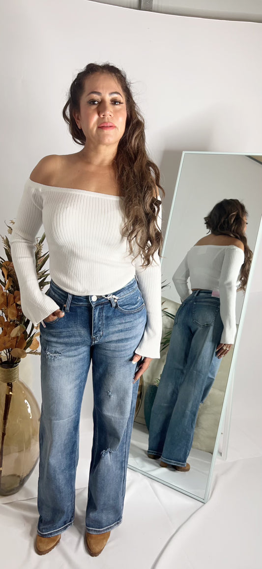 Classic White Off-Shoulder Essential Top